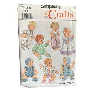 Simplicity Crafts 9144 Baby Doll Clothes Pattern Size 17" 18" Doll 1989